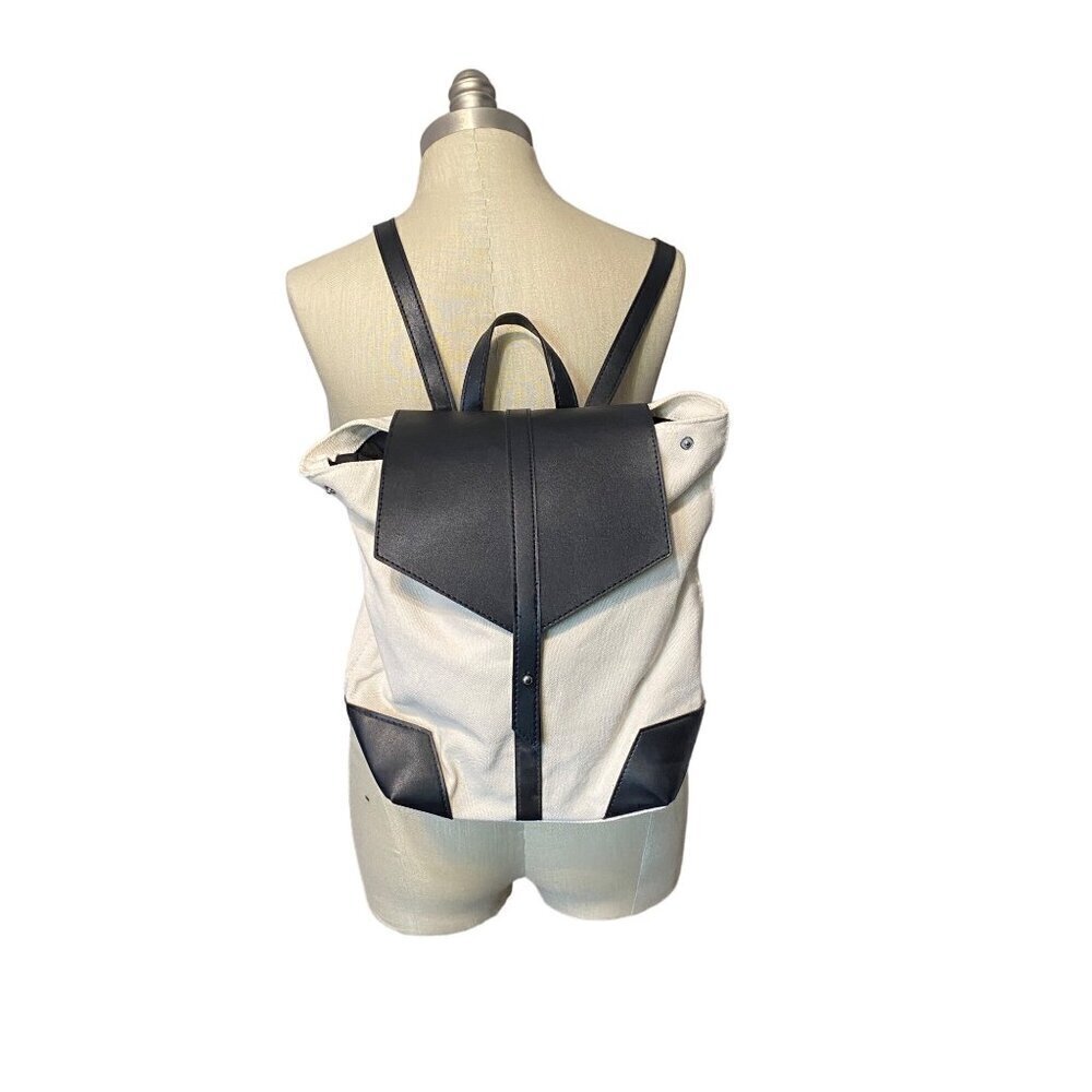 Deux Lux Canvas & Vegan Leather Backpack Adjustable Straps Interior‎ Pocket